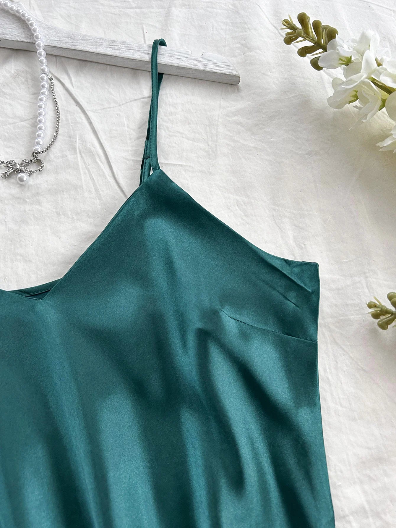 Elegant Women's Nightdress Sexy Comfortable Long Slip Dress Solid Color Pajamas For Women