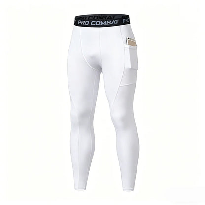Compression Pant Men Training Gym Leggings with Pockets Running Tights Fitness Basketball Jogging Workout Trouser Polyester