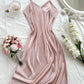 Elegant Women's Nightdress Sexy Comfortable Long Slip Dress Solid Color Pajamas For Women