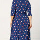 Women's Polka Dot Wrap Dress - V Neck 3/4 Sleeve Tie Waist Knee Length Casual Midi Dress