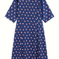 Women's Polka Dot Wrap Dress - V Neck 3/4 Sleeve Tie Waist Knee Length Casual Midi Dress