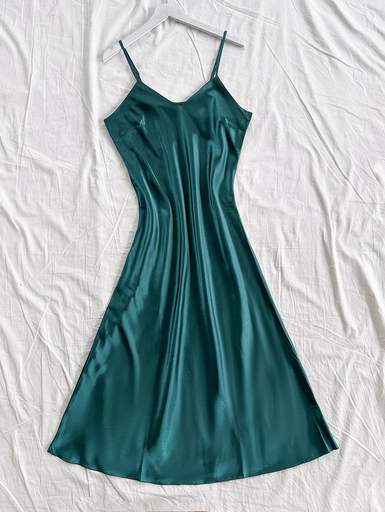 Elegant Women's Nightdress Sexy Comfortable Long Slip Dress Solid Color Pajamas For Women